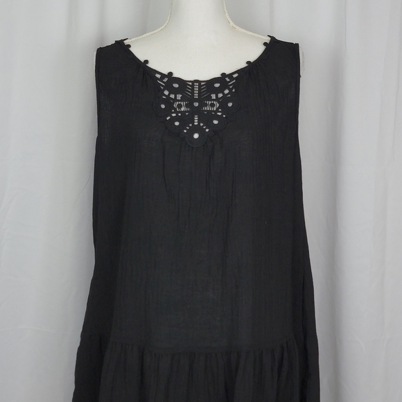 Max Studio Maxi Tiered Black Dress Womens Size Small Sleeveless Pockets New - Picture 7 of 14